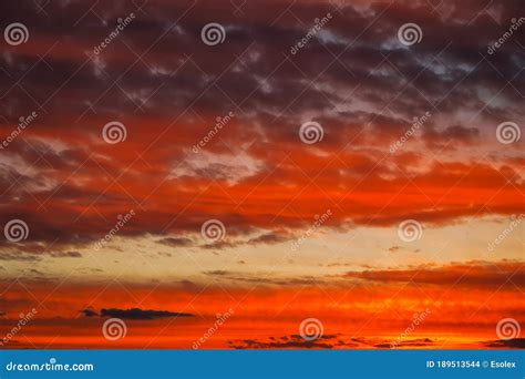 Beautiful Twilight Sky Background Colorful Fiery Orange And Red Sunset