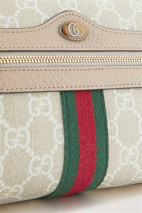 Gucci Ophidia Textured Leather Trimmed Printed Coated Canvas Shoulder