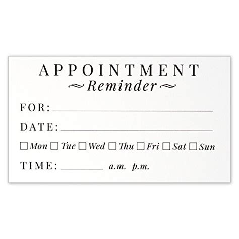 Appointment Reminder Cards Business Card Size 35 X 2 Inches Pack