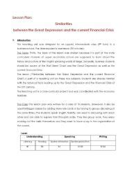 Read this text about the great depression with your students. Similarities between the Great Depression and the Current ...