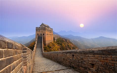 Great Wall Of China Sunrise Wallpapers Hd Wallpapers