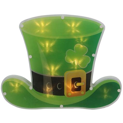 125 Led Lighted Irish St Patricks Day Leprechaun Hat Window