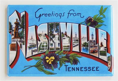 Greetings From Nashville Tennessee Fridge Magnet Style Etsy