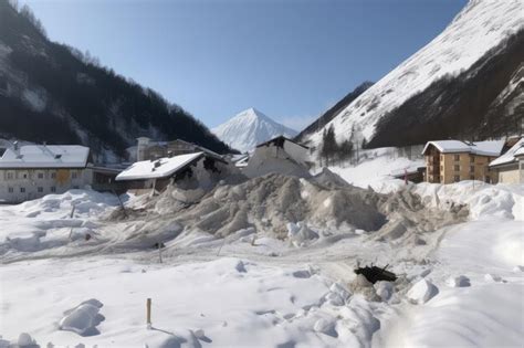 Premium Ai Image Avalanche Buries Ski Resort With Snow And Debris