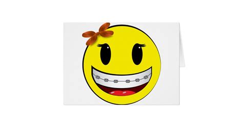 Smiley Face With Braces Girl Card Zazzle