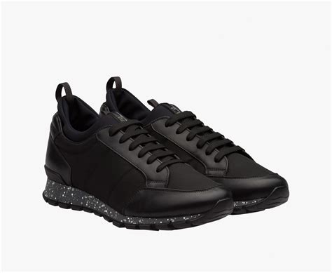 Prada Leather Sneaker In Black For Men Lyst