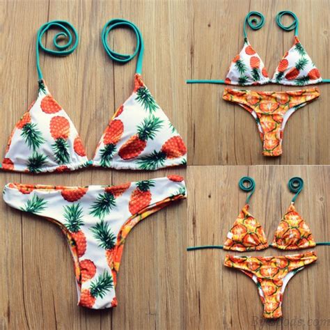 Halter Pineapple Print Multifunction Bikini Unique Swimsuit Bathing