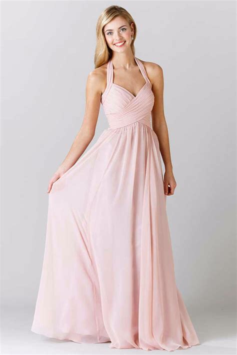 25+ best ideas about robe longue rose poudré on pinterest. Magnifique robe rose pâle longue col halter pour ...