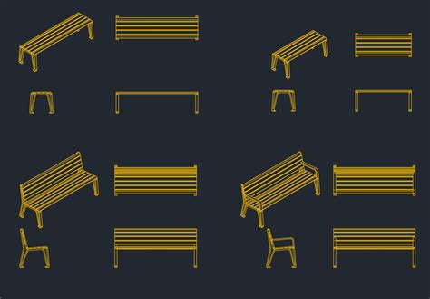 Benches Furniture Free Cad Block And Autocad Drawing