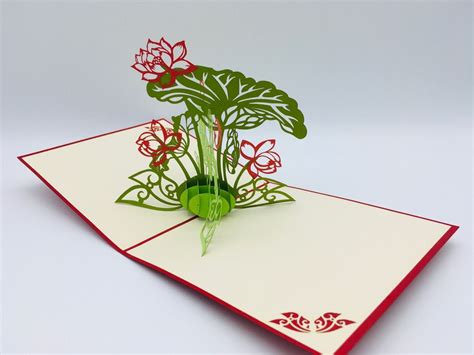 Lotus Flower 3d Card Folding Card Pop Up Card Etsy