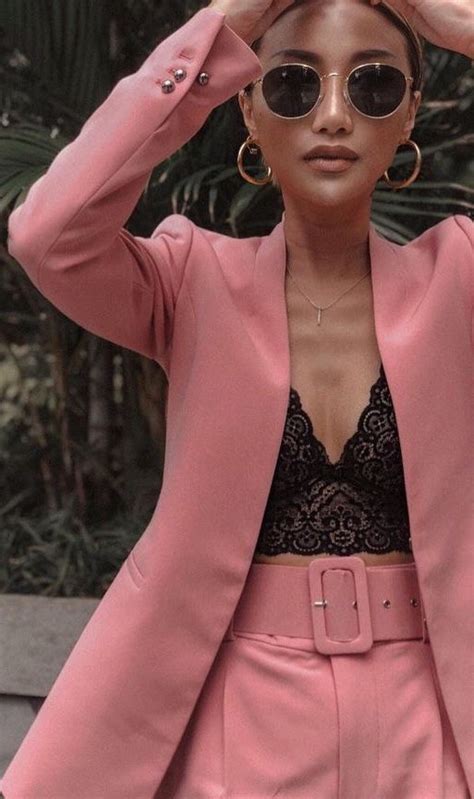 Gorgeous Dusty Pink Suit And Lace Bralette Love It Outfit Ideas