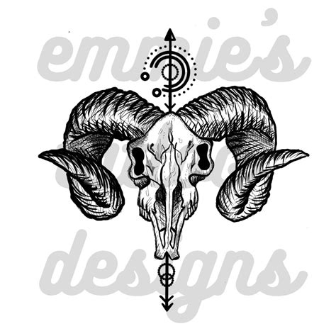 Ram Skull Tattoo Design Digitalprint Etsy