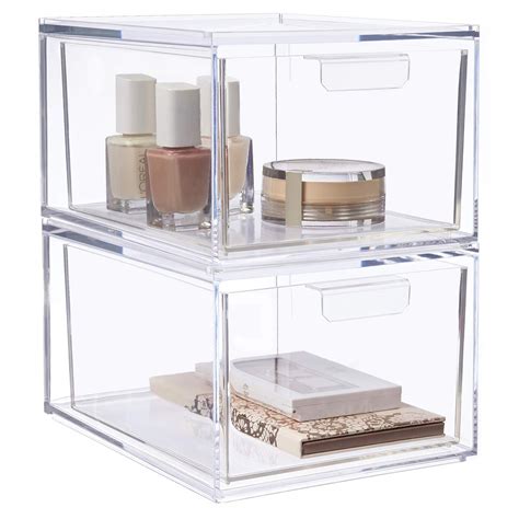 Us Acrylic Stori Audrey Stackable Cosmetic Organizer Drawers Set Of 2