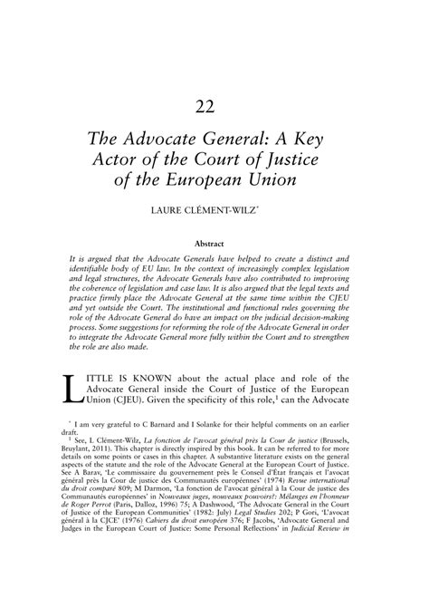 Pdf The Advocate General A Key Actor Of The Court Of Justice Of The