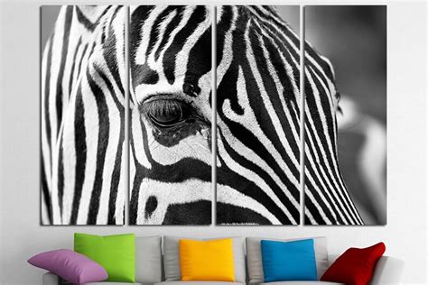 Large Zebra Canvas Print Wall Art Multi Panel Zebra Wall Art Etsy