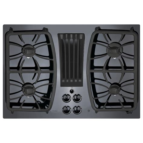 Ge Profile 30 In 4 Burners Black Gas Cooktop With Downdraft Exhaust At
