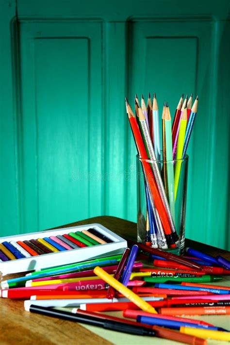 Different Colored Crayons Or Coloring Materials Stock Image Image Of