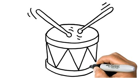 How To Draw A Drum Step By Step Drum Drawing Lesson Youtube