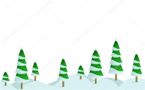 Pine Spruce Snow Winter Forest In Horizontal Seamless Border Stock