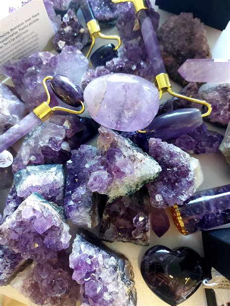 Amethyst Crystals And Massage Roller Avalon Inlakesh Avalon Inlakesh Luxe Spiritual Spa