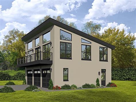 Affordable garage plans to provide more room for your cars, workshop, office, rv, or boat. Modern Style 3 Car Garage Apartment Plan 51589