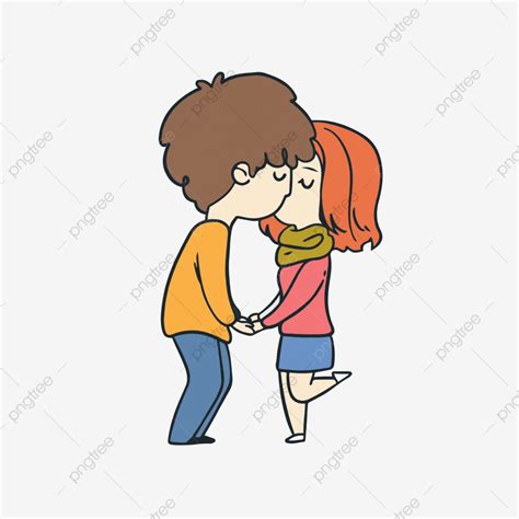 Dibujos Animados Lindo Pareja Besándose Elementos Png Amor Cartoon