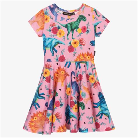 Rock Your Baby Pink Dino Floral Dress Childrensalon Outlet