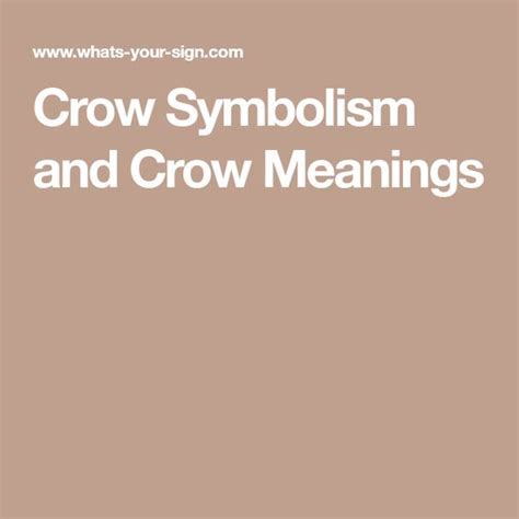 Crow Symbolism And Crow Meanings Crow Meaning Crow Symbols