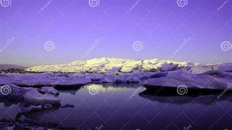 Jokulsarlon Glacier Lake In Ultraviolet At Sunrise Stock Photo Image