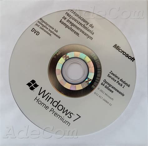 Nośnik Płyta Dvd Windows 7 Home 64 Bit Premium Oem 7140963581