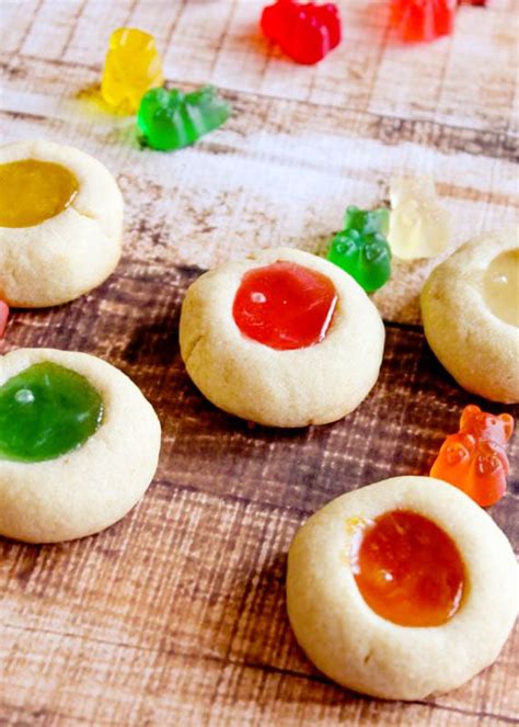 Holiday Gummy Bear Thumbprint Cookies Swanky Recipes Simple Tasty