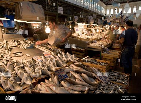 Fish Market Athens Central Market Athens Greece Stock Photo Alamy