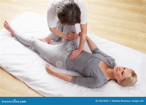 Woman Having Shiatsu Massage Stock Image Image Of Fifties Lifestyle 22518397