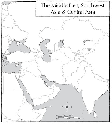 Labeled Southwest Asia Countries Map Middle East Southwest Asia
