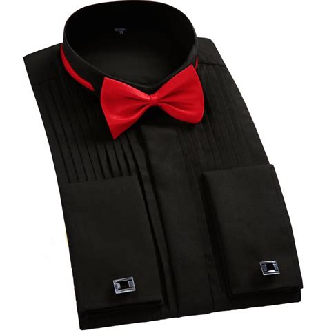 Camisa Social Preta Com Gravata Vermelha