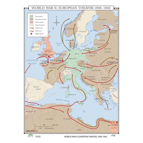 World War Ii European Theatre 1941 1945 Map Shop Us And World