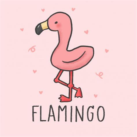 Premium Vector Cute Flamingo Cartoon Hand Drawn Style Cute Cartoon