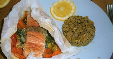 Saumon poireau et carotte en papillote