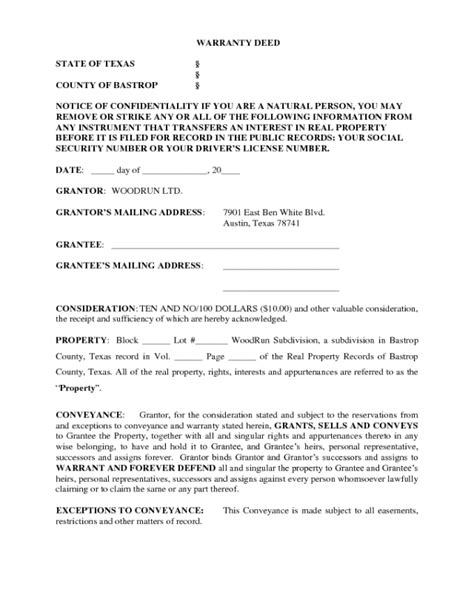 Printable Warranty Deed Tutore Org Master Of Documents