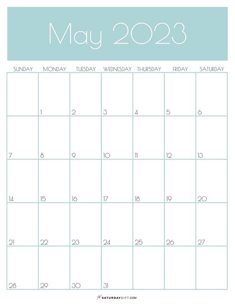 May 2023 Calendar 9 Cute And Free Printables Saturdayt