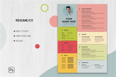 Gradient Cv Template With Photo Free Vector Cv Template Vector Free