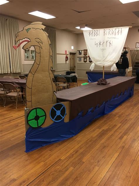 Viking Birthday ! Homemade decorations ! Turned a table into a Viking