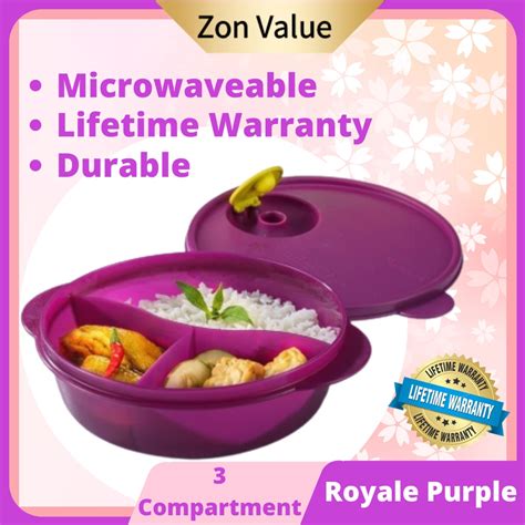 Tupperware Microwaveable Lunch Box Purple Airtight Liquid Tight