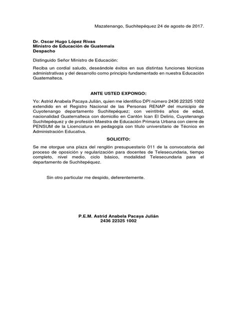 Carta A Ministro Pdf