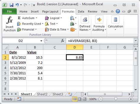 Ms Excel How To Use The Average Function Ws
