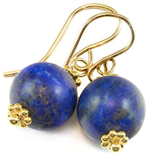 Spyglass Designs 14k Yellow Gold Lapis Lazuli Earrings Smooth Matte