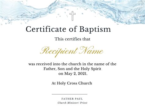 Editable Baptism Certificate Template Christening Editable Download