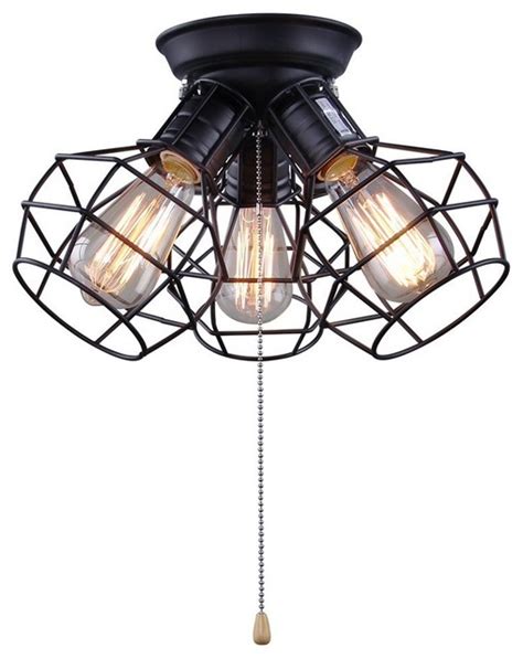 Wire Cage Ceiling Light 3 Light Pull String Ceiling Lamp For Living