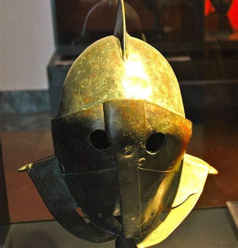 Gladiator Helmet On Display At The Archaeological Museum Of Naples