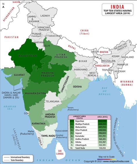 Top Ten States In India Having Largest Area